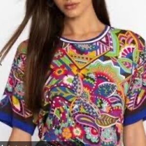 Johnny Was The Janie Demarne Favorite Oversized Tee Boho Chic T18424 Sm